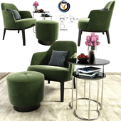 Jane Fabric Armchair Poliform With Nesting Coffee Table
