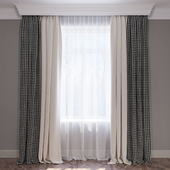 Set of Curtains beige and houndstooth curtains