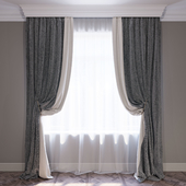 Set of curtains "Beige and Chevron" (Curtain beige and chevron)