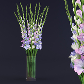 gladiolus bouquet in glass vase