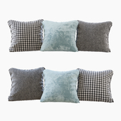 A set of pillows: blue velvet, chevron and goose paw (Pillows blue velvet chevron and houndstooth)