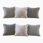 A set of pillows: beige velvet, chevron and goose paw (Pillows beige velvet chevron and houndstooth)