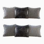 A set of pillows: black velvet, chevron and goose paw (Pillows black velvet chevron and houndstooth)