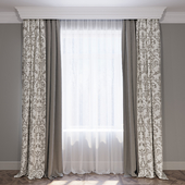 Set of beige and brown curtains in the style of Provence (Curtains Beige provence)