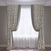 Set of beige and brown curtains in the style of Provence 02 (Curtains Beige provence 02)