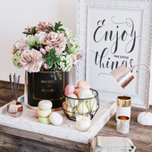 Flowers & macarons decorative set