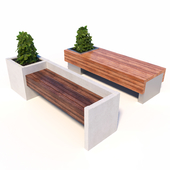 Street benches with plants