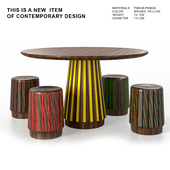 Sefefo Color Series Dining Table with Painted Trim by Patricia Urquiola for Mabeo