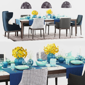 Molteni Dining Table and Chairs with Decor