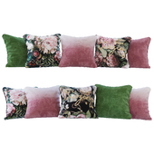 A set of pillows of cherry, green and with flowers (Pillows cherry green and flowers YOU)