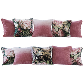 Set of cushions cherry gradient and flowers 02 (Pillows cherry gradient and flowers 02 YOU)