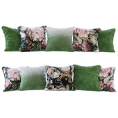 Set of cushions green gradient and flowers (Pillows green gradient and flowers YOU)