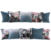 Set of blue gradient and flowers cushions (Pillows blue gradient and flowers YOU)