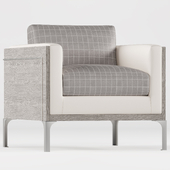 Ebbie Modern Classic Plaid Grey Wood Armchair