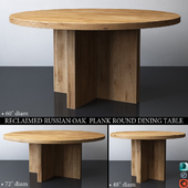 RECLAIMED RUSSIAN OAK PLANK ROUND DINING TABLE