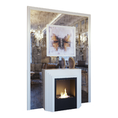Karla&#39;s fireplace, Feiss Gianna FE GIANNA3W sconce, picture and mirror panel