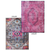 Temple and webster: Grey & Pink Power Loomed Distressed Modern Rug, Magenta Power Loomed Distressed Modern Rug