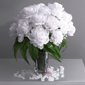 Giant white peonies big vase glass vase