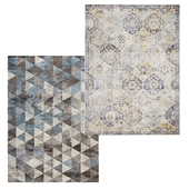 Temple and webster:Faded Triangle Blue Digital Print Rug, Multi Art Moderne Louis Rug
