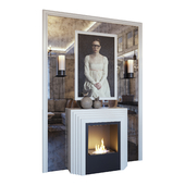 Fireplace, sconce, picture, decor and mirror panel (Fireplace sconce picture and decor YOU)