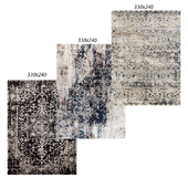 Temple and webster:Charcoal Art Moderne Cezanne Rug, Kendra Grey Power Loomed Rug, Leila Blue & Cream Chenille Cotton & Silky-finish Modern Rug