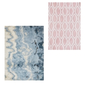 Temple and webster:Marble Blue Digital Print Rug,Soft Pink Flat Weave Oval Print Wool Rug