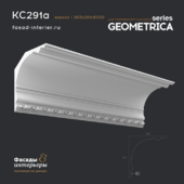 Gypsum cornice - KC291a. Dimensions (262x291x1000). Exclusive decor series "Geometrica".