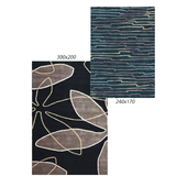 Temple and webster:Xian Leaf Caviar & Dove Grey Rug, Kodari Graph Hand-Knotted Charcoal & Sand Rug