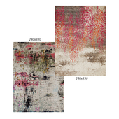 Temple and webster:Keiji Distressed Abstract Rug,Jarod Pink, Green & Grey Durable Modern Rug