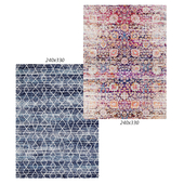 Temple and webster:Blue Art Moderne Palais Rug, Zaire Colourful Power Loomed Modern Rug