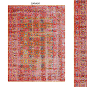 Temple and webster:Rust & Pink Power Loomed Distressed Modern Rug