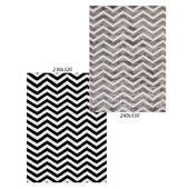 Temple and webster:Flat Weave Chevron Design Rug Black White, Modern Chevron Design Silver Rug