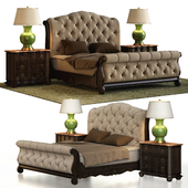 Thomasville Casa Veneto Upholstered Sleigh Bed and Lucca Night Stand