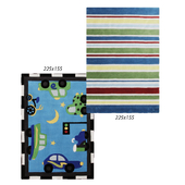 Temple and webster:Curious Owl Blue Traffic Kid's Rug, Curious Owl Primary Stripes Kid's Rug