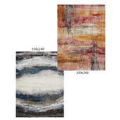 Temple and webster:Anna Contemporary Floor Art Rug, Edie Rust & Pink Durable Modern Rug