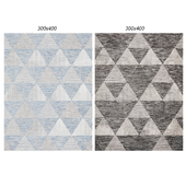 Temple and webster:Black & Natural Triangles Flat Woven Rug, Blue & Natural Triangles Flat-Woven Rug