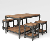 Industrial set: table and chairs