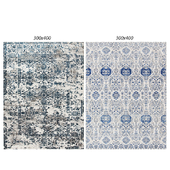 Temple and webster:Irtish Navy & Grey Power Loomed Modern Rug, White and Blue Power Loomed Rug