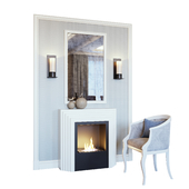 Fireplace, sconce, mirror, panel, decor and armchair (Fireplace sconce Rum decor and armchair YOU)