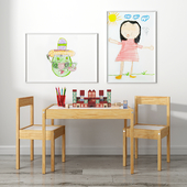 Children's table with ikea chairs and xalingo toy