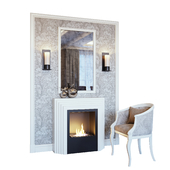 Fireplace, sconce, mirror, panel, decor and armchair 02 (Fireplace sconce Rum decor and armchair 02 YOU)