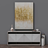 Axiom Entertainment Console + "Golden Mist" Wall Art by Bevis