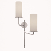 KS 2036PN-L Kate Spade New York Modern Larabee Double Swing Arm Sconce In Polished Nickel With Cream Linen Shades
