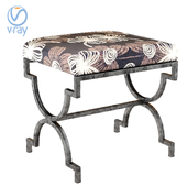 Cream Bench Textile with Metal