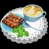 Kitchen decorative set with coffee and dessert