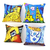 Pillows from the project “Naive? Very "in the drawings of the artist Mikhail Kuznetsov