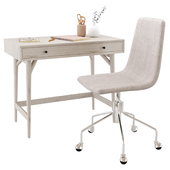 West Elm Mid-Century Mini Desk Pebble & Slope Upholstered Office Chair