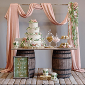 Свадебный сладкий стол в стиле rustic wedding