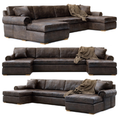 RH Lancaster leather u-chaise sectional