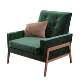 Nord- balsam green velvet and walnut chair